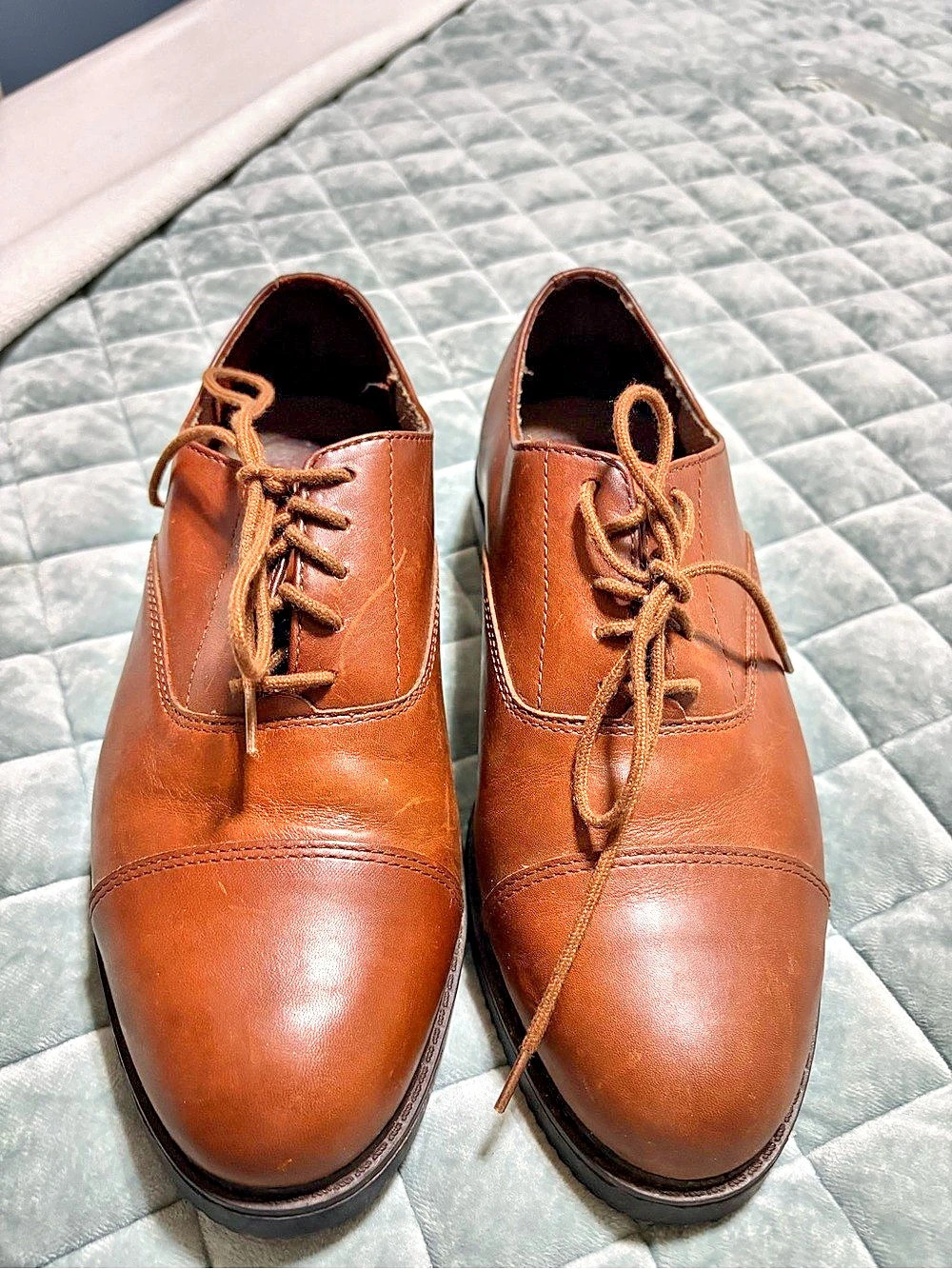 Vintage Bass waterproof Leather-Look Cap Toe Oxfords US 8